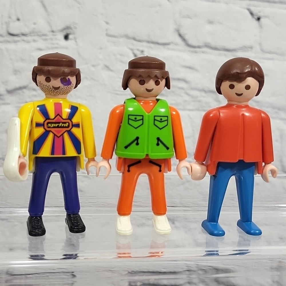 Vintage Playmobil Figures Lot Of 3 Men Guys Beat-Up Man Black Eye Cast Geobra